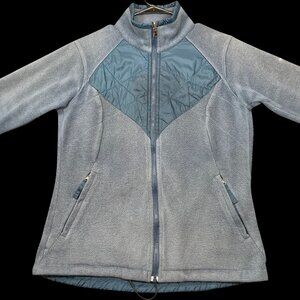 Columbia Womens Medium Fleece Jacket W/ Quilted Paneling & Adjustable Hem Blue